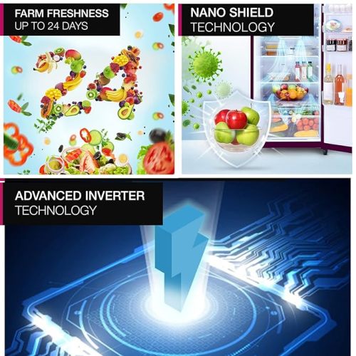 Godrej 233 L 2 Star Inverter, 24 Days farm Freshness Frost Free Double Door Refrigerator (RT EONALPHA 270B RI ST GL, Steel Glow) - Image 4