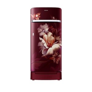 Samsung 189L 5 Star Inverter Direct-Cool Single Door Refrigerator (RR21C2H25RZ/HL,Midnight Blossom Red) Base Stand Drawer 2023 Model