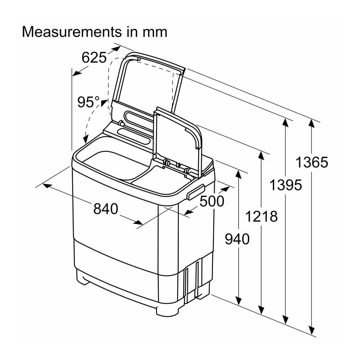 BOSCH 8 kg Semi-automatic washing machine,1300 rpm (Series 4,WJP802L0IN) - Image 3