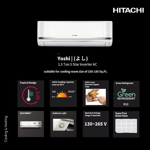 Hitachi YOSHI 5600XXL 1.5 TR RAS Y518PCAISL1, 5 Star - Image 2